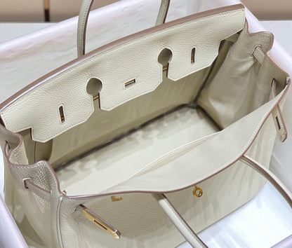 SAC HM BIRKIN 35 CM BLANC TOGO QUINCAILLERIE DORÉE