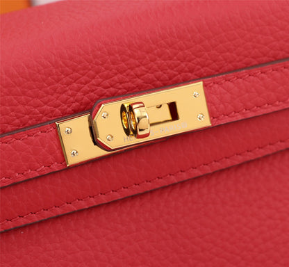 SAC HM KELLY 25 ROUGE TOGO QUINCAILLERIE OR