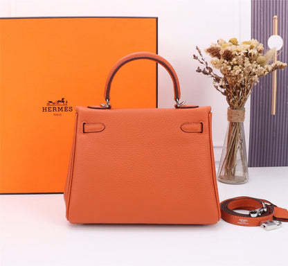 SAC HM KELLY 25 ORANGE TOGO QUINCAILLERIE ARGENTÉE