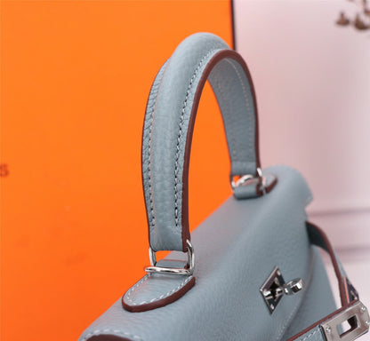 SAC HM KELLY 25 GRIS TREMPÉ TOGO QUINCAILLERIE ARGENTÉE