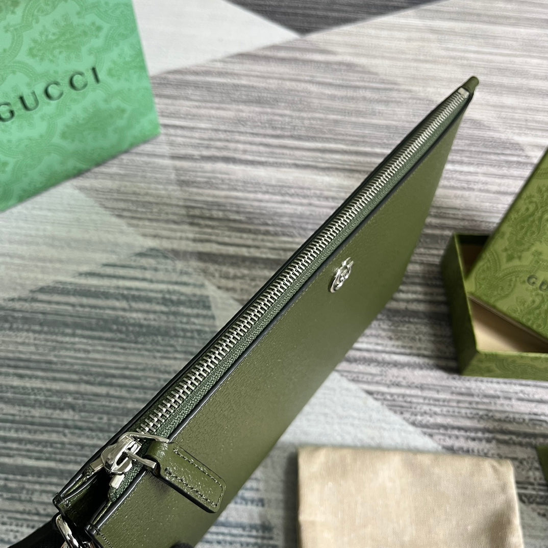 POCHETTE MARMONT 30 EN CUIR D'AGNEAU VERT MILITAIRE