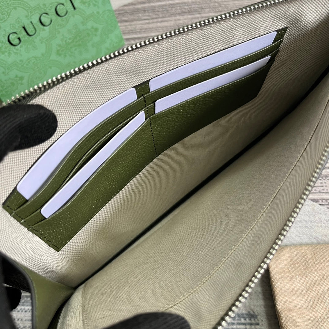 POCHETTE MARMONT 30 EN CUIR D'AGNEAU VERT MILITAIRE