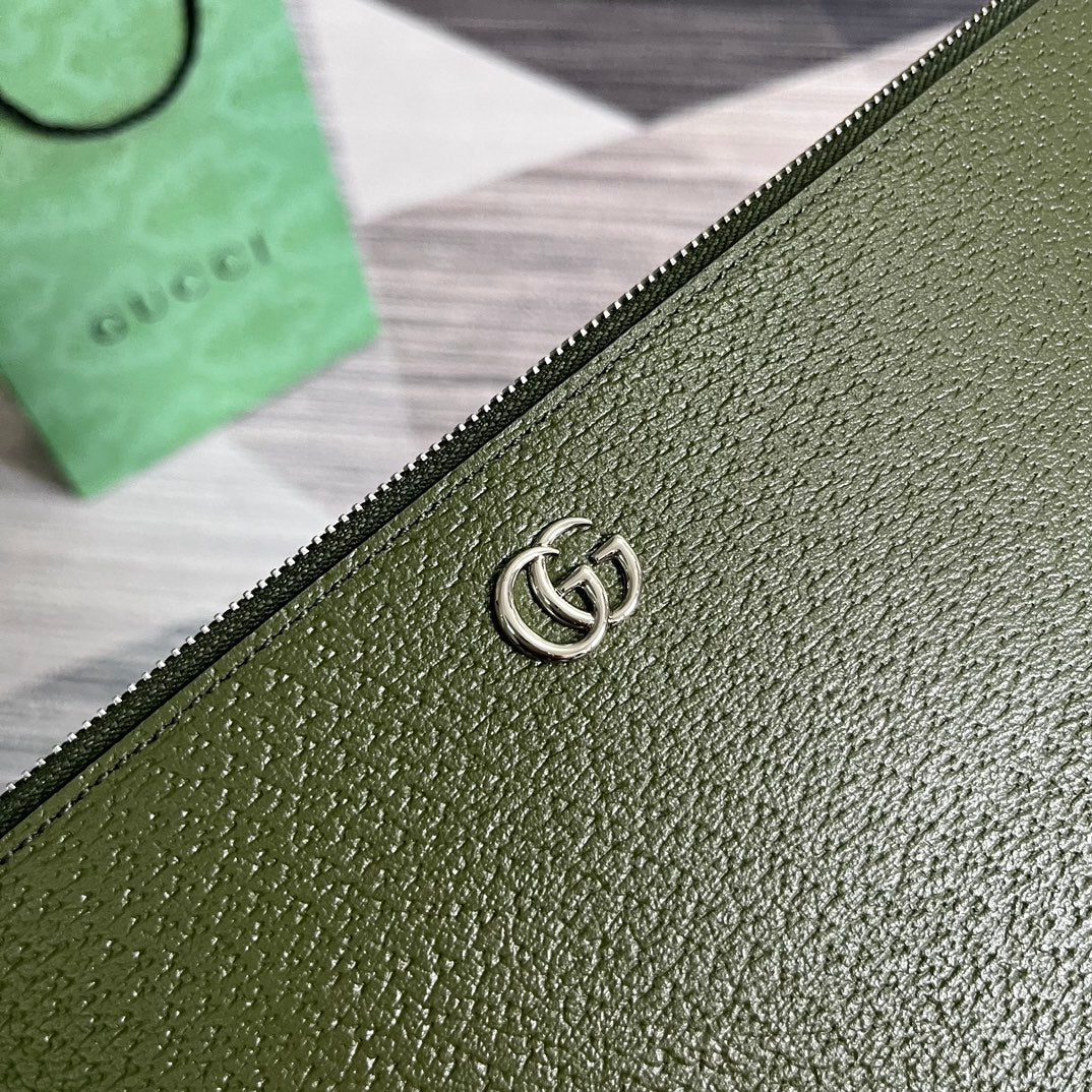POCHETTE MARMONT 30 EN CUIR D'AGNEAU VERT MILITAIRE