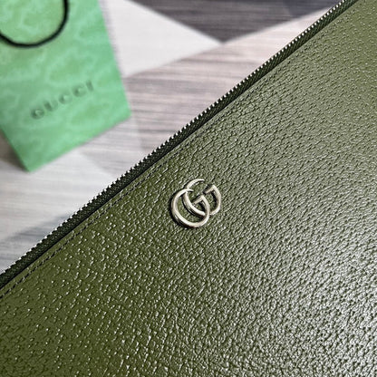 POCHETTE MARMONT 30 EN CUIR D'AGNEAU VERT MILITAIRE