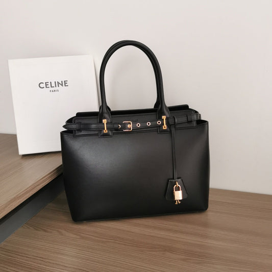 SAC CONTI 36 EN CUIR DE VEAU NOIR, QUINCAILLERIE DORÉ