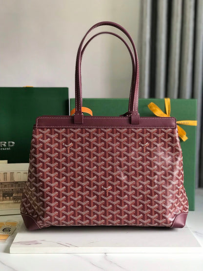 ベルシャス ビオード PM バッグ 36 ワインレッド ゴヤルディン キャンバス＆カーフスキントリム