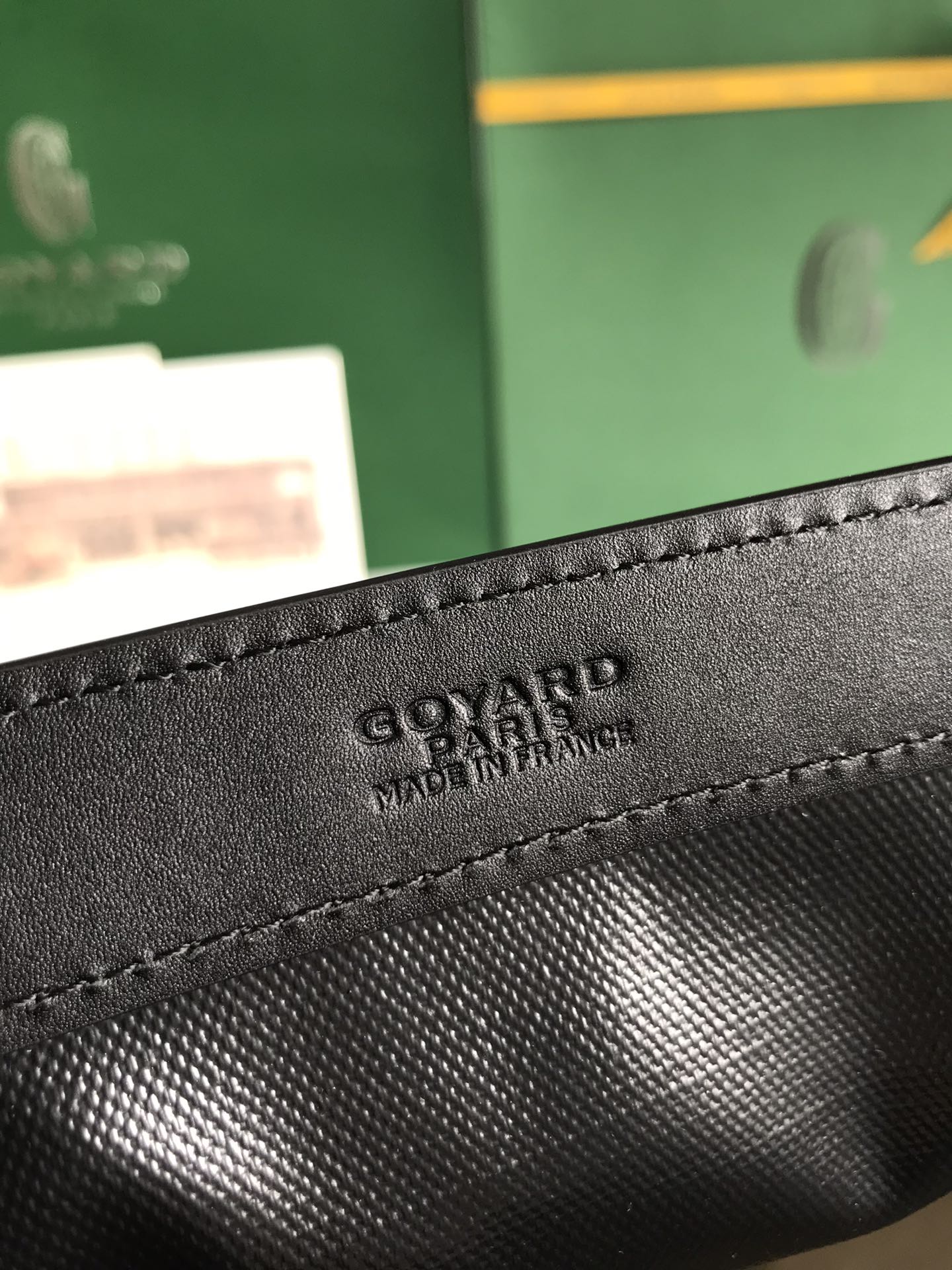 SAC BELLECHASSE BIAUDE PM 36 EN TOILE GOYARDINE NOIRE ET GARNITURES EN CUIR DE VEAU