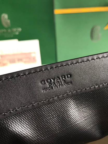 SAC BELLECHASSE BIAUDE PM 36 EN TOILE GOYARDINE NOIRE ET GARNITURES EN CUIR DE VEAU
