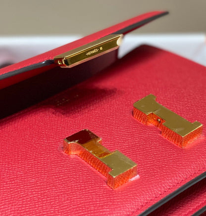 コンスタンス 24 レッドエプソムレザー ゴールドハードウェア