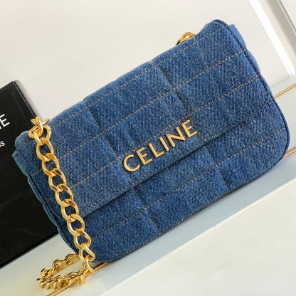 SAC À BANDOULIÈRE EN CUIR DENIM AVEC 24 CHAÎNES