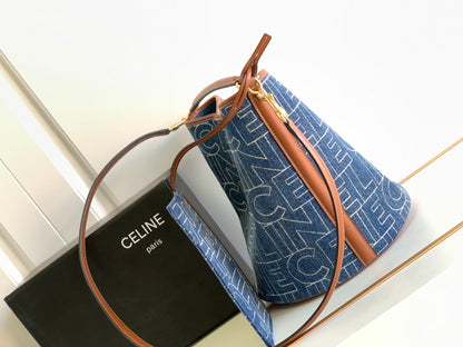 SAC EN JEAN IMPRIMÉ BUCKET 25 BLEU MARINE