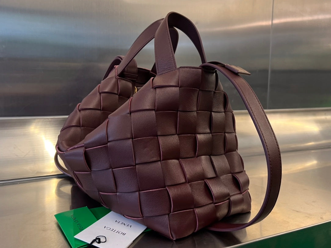 MOYEN 28 CASSETTES EN CUIR D'AGNEAU MARRON CHOCOLAT