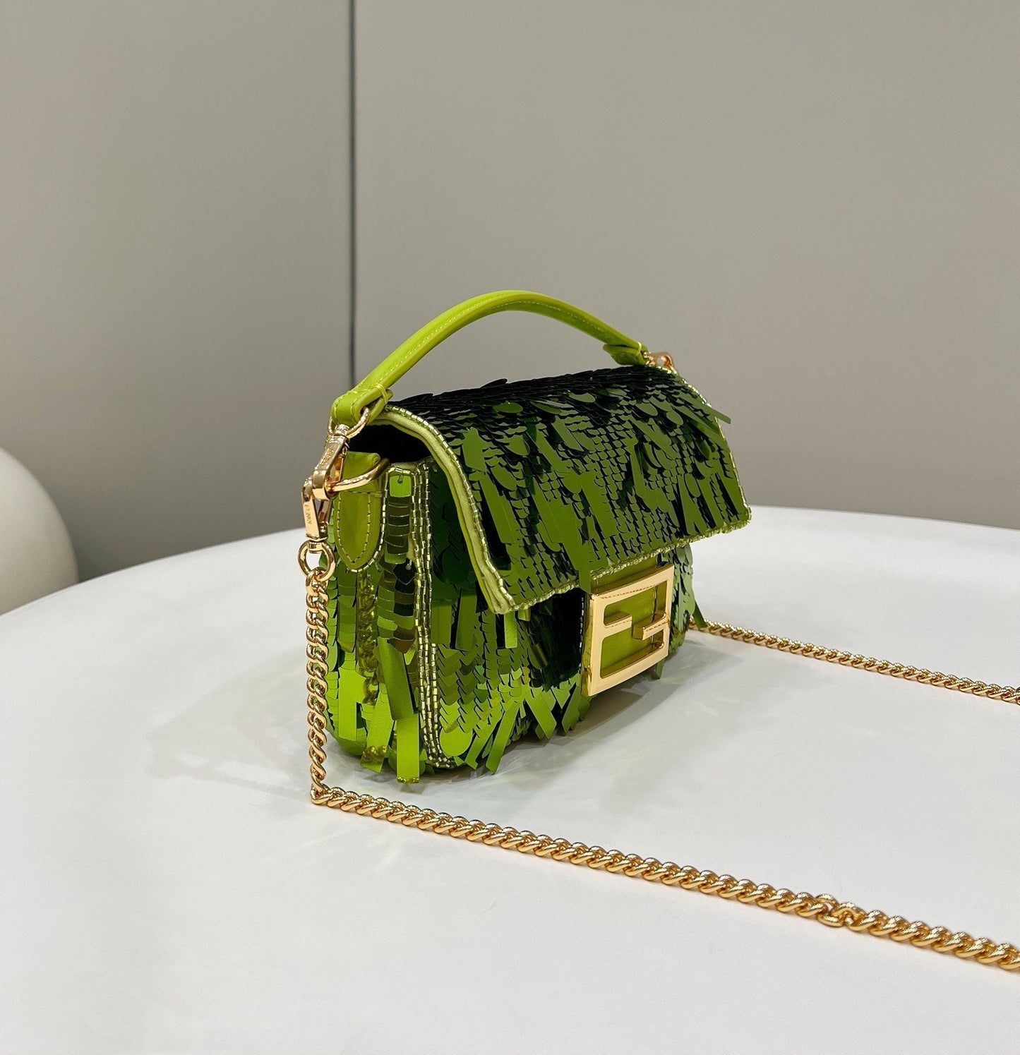バゲット ミニ 19インチ リムリックグリーン スパンコール ゴールド金具