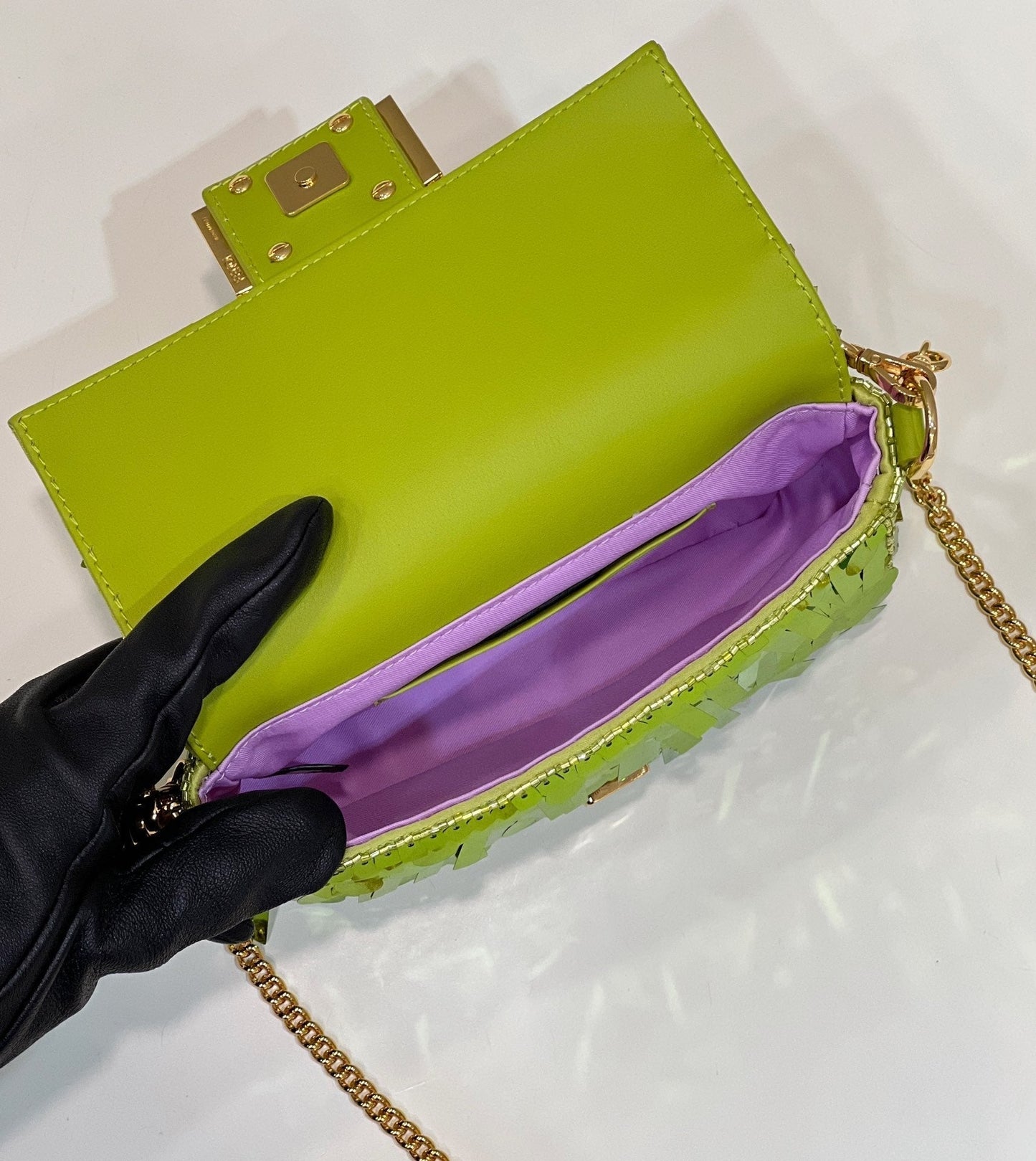 バゲット ミニ 19インチ リムリックグリーン スパンコール ゴールド金具