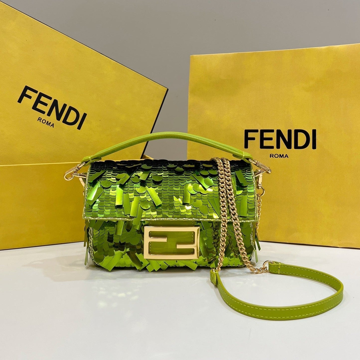 バゲット ミニ 19インチ リムリックグリーン スパンコール ゴールド金具