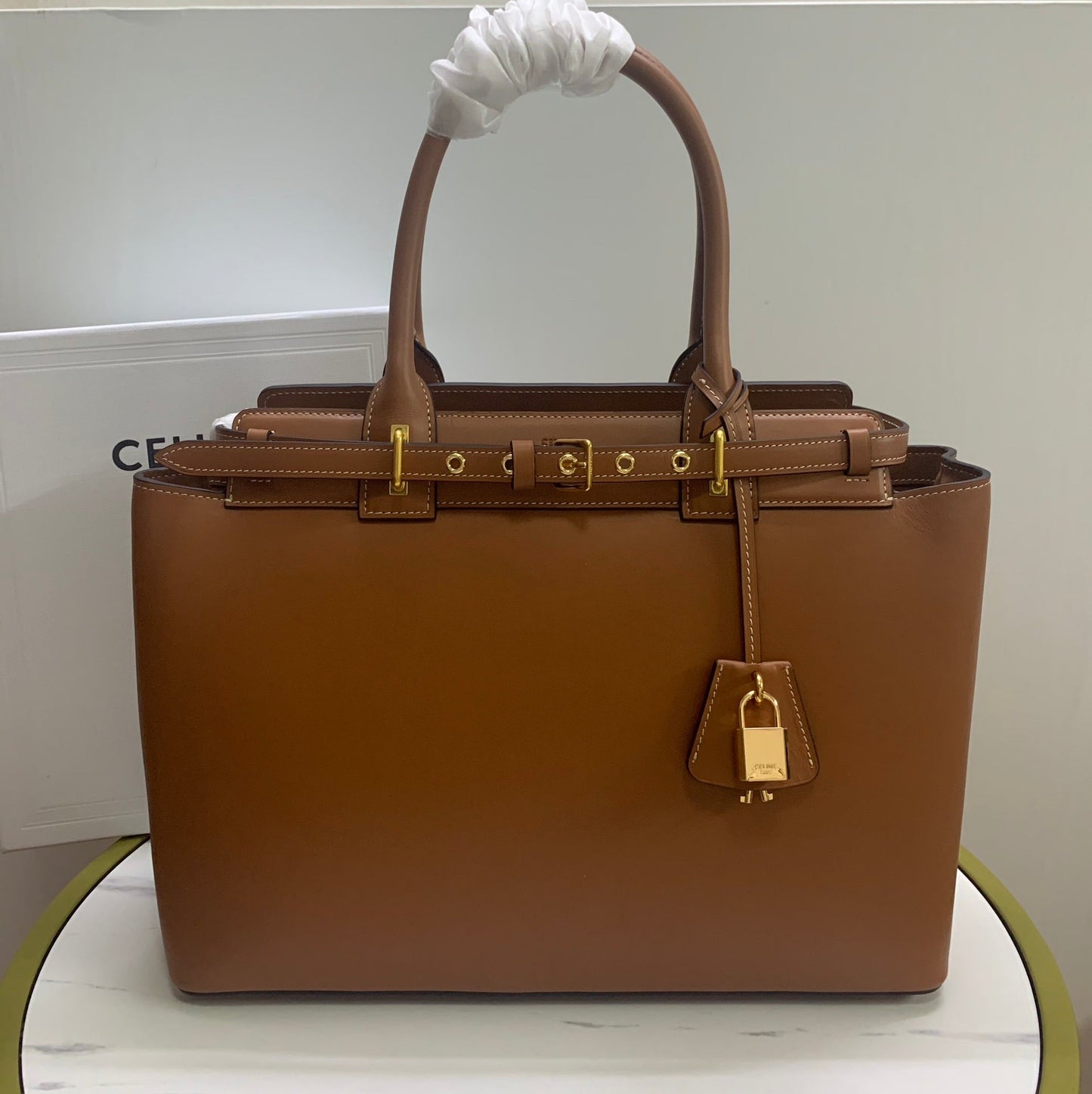SAC CONTI 36 EN CUIR DE VEAU MARRON BRONZE, QUINCAILLERIE DORÉ