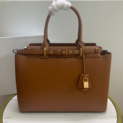 SAC CONTI 36 EN CUIR DE VEAU MARRON BRONZE, QUINCAILLERIE DORÉ