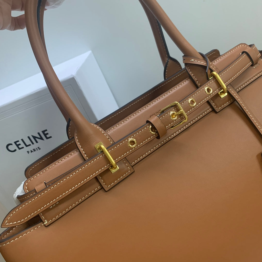 SAC CONTI 36 EN CUIR DE VEAU MARRON BRONZE, QUINCAILLERIE DORÉ
