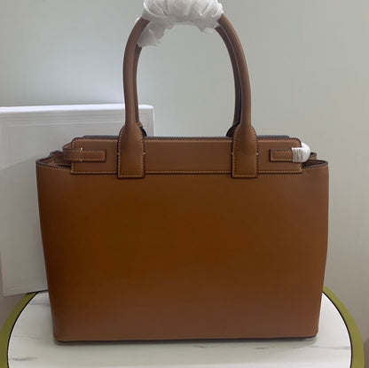 SAC CONTI 36 EN CUIR DE VEAU MARRON BRONZE, QUINCAILLERIE DORÉ