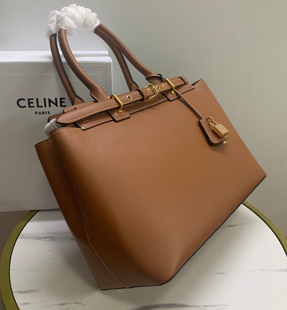 SAC CONTI 36 EN CUIR DE VEAU MARRON BRONZE, QUINCAILLERIE DORÉ