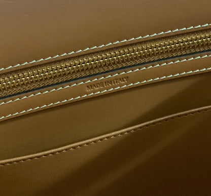 SAC CONTI 36 EN CUIR DE VEAU MARRON BRONZE, QUINCAILLERIE DORÉ