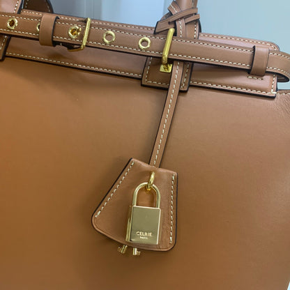 SAC CONTI 36 EN CUIR DE VEAU MARRON BRONZE, QUINCAILLERIE DORÉ
