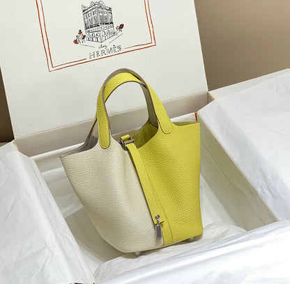 Picotin Lock 18 Blanc Citron Vert Togo SHW