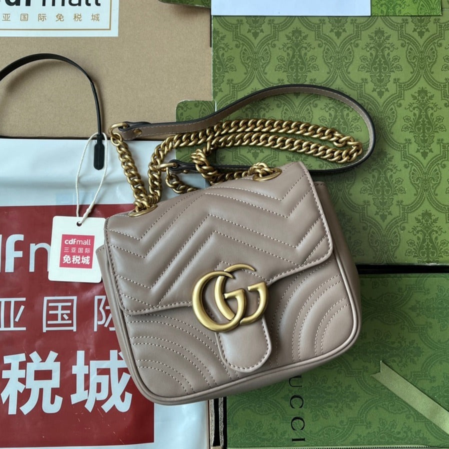 GGマーモント ミニ 18cm ダークヌード カーフスキン ゴールド金具