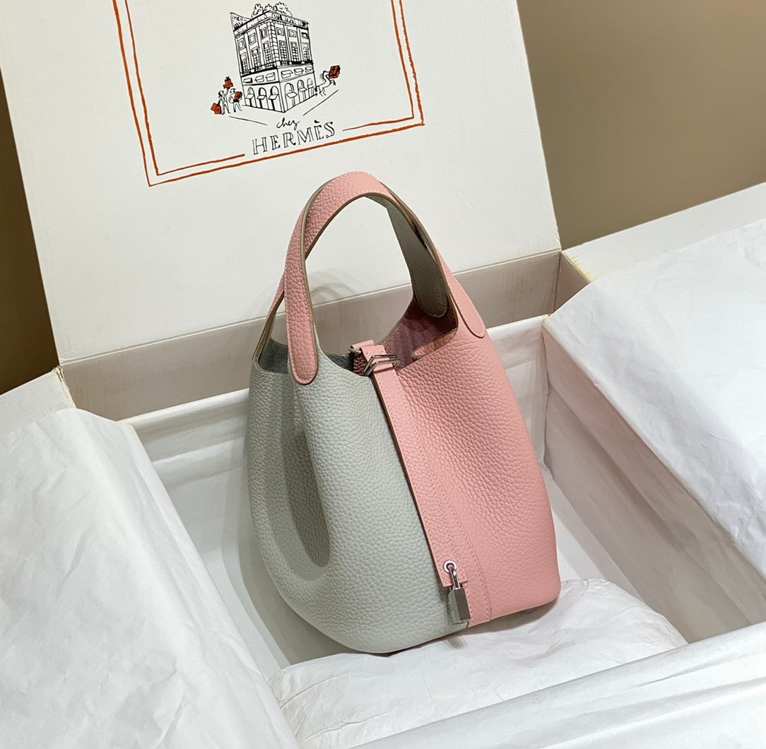 Picotin Lock 18 rose gris Togo SHW