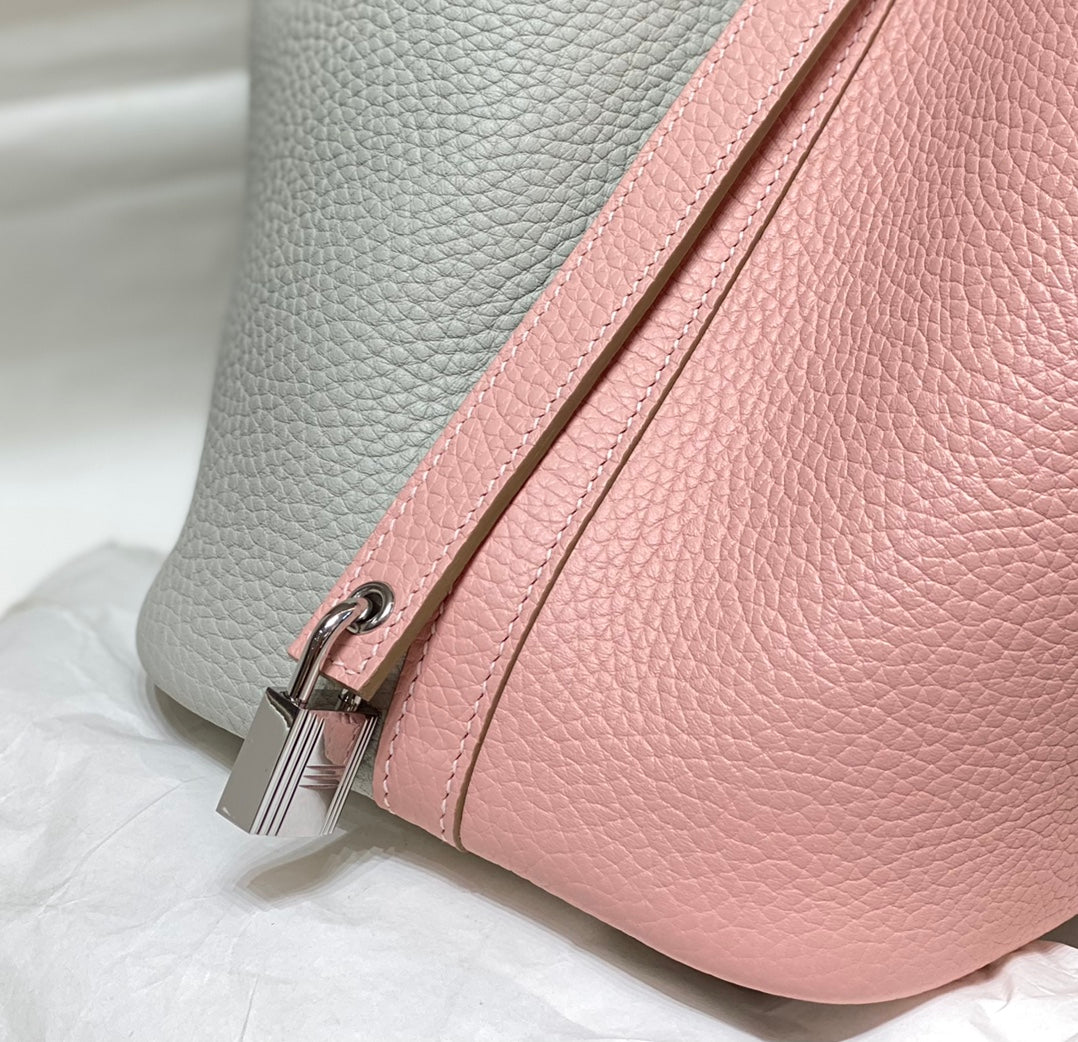 Picotin Lock 18 rose gris Togo SHW