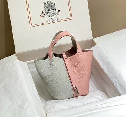 Picotin Lock 18 rose gris Togo SHW