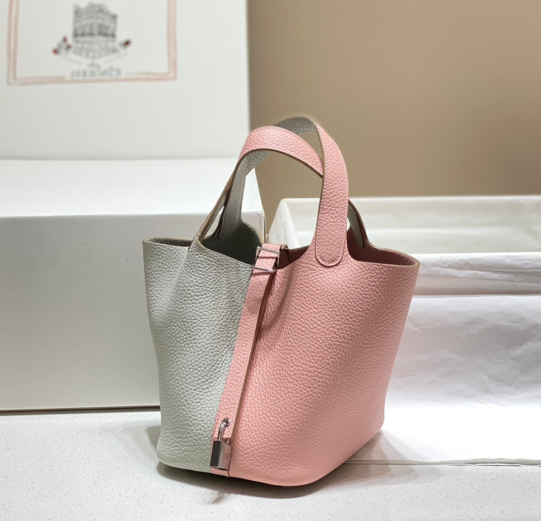 Picotin Lock 18 rose gris Togo SHW