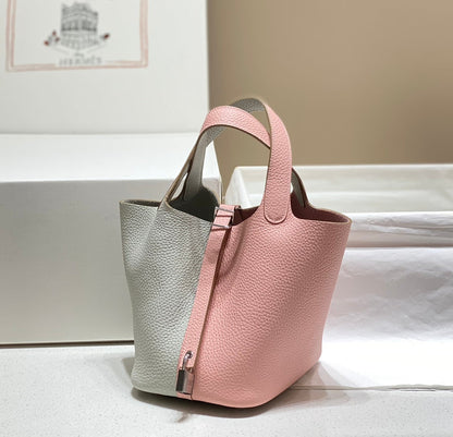 Picotin Lock 18 rose gris Togo SHW