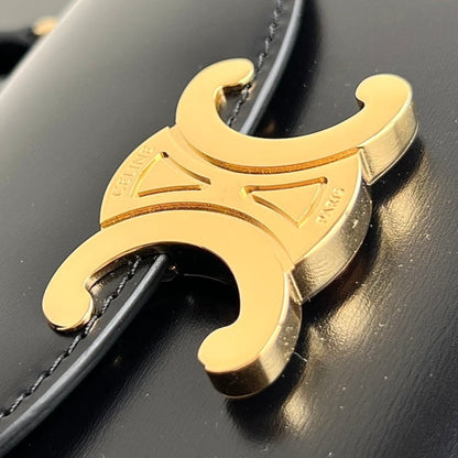 SAC À MAIN TRIOMPHE EN CUIR DE VEAU BRILLANT 18 NOIR