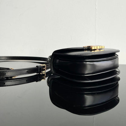 SAC À MAIN TRIOMPHE EN CUIR DE VEAU BRILLANT 18 NOIR