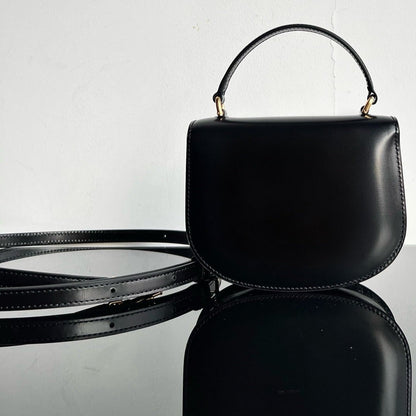 SAC À MAIN TRIOMPHE EN CUIR DE VEAU BRILLANT 18 NOIR