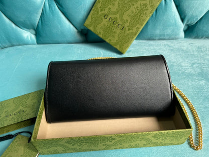 SAC BANDOULIÈRE BLONDIE 21 EN CUIR DE VEAU NOIR ET QUINCAILLERIE DORÉ