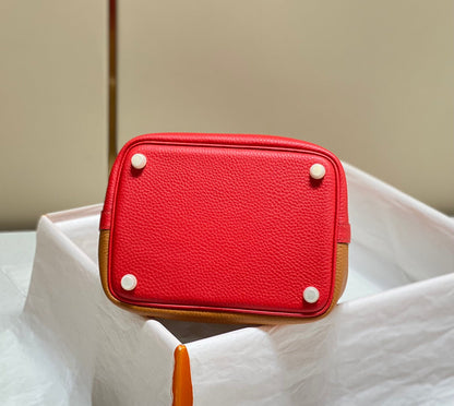 Picotin Lock 18 rouge marron Togo SHW
