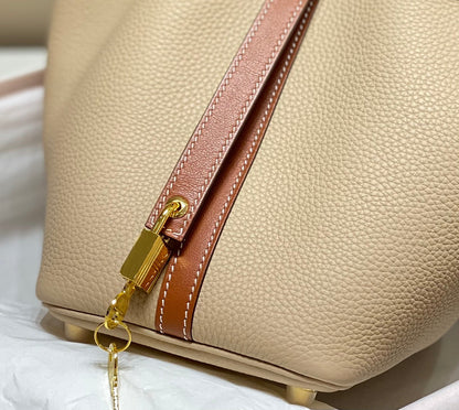 picotin lock 18 beige marron togo ghw
