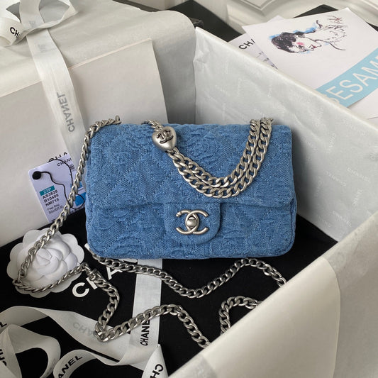 Sac à rabat 23P 19 cm Denim Argenté 