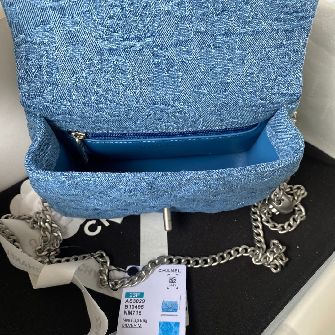 Sac à rabat 23P 20 cm Denim Argenté 