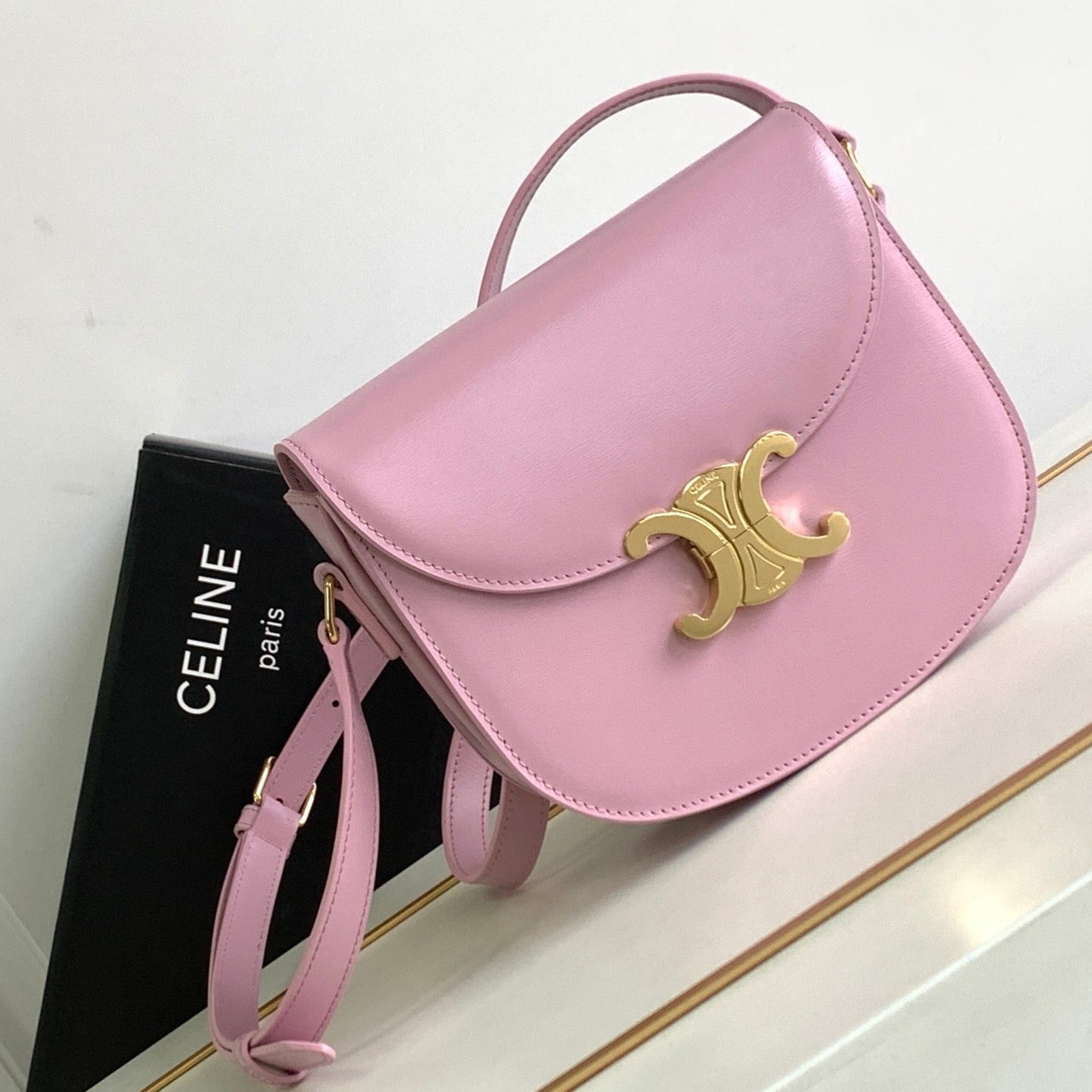 besace teen triomphe 18.5 cuir de veau rose