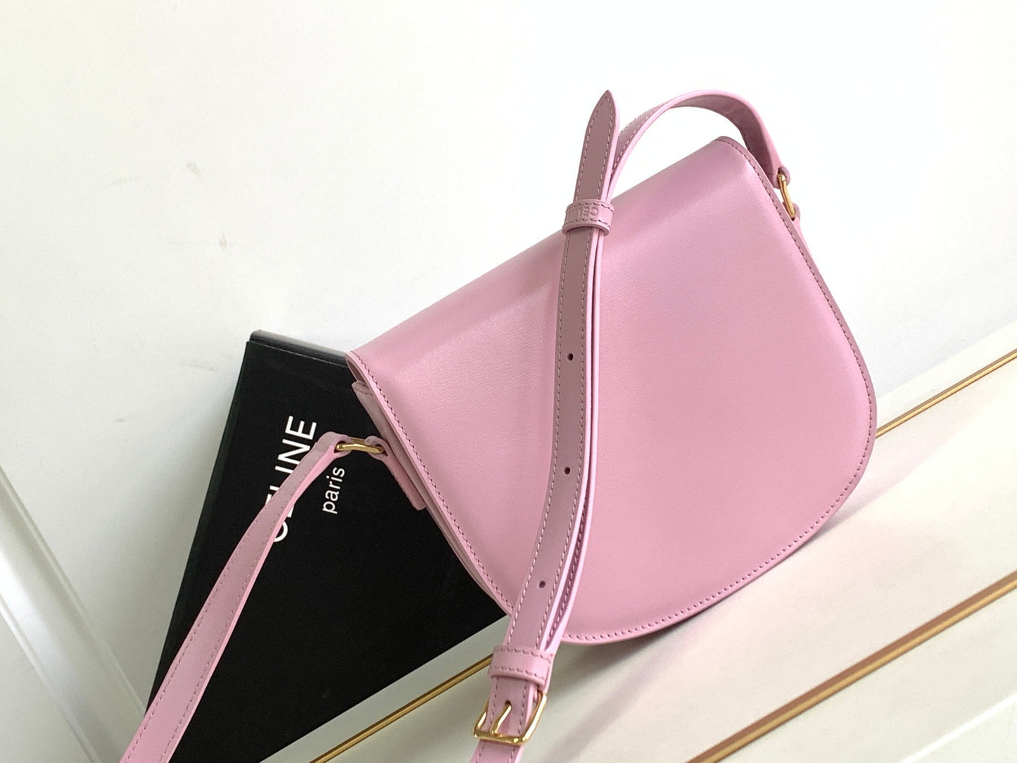 besace teen triomphe 18.5 cuir de veau rose