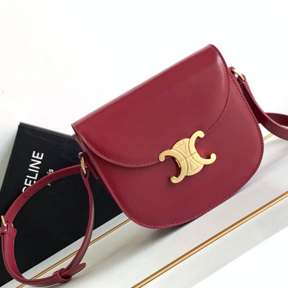 Teen Besace Triomphe 18,5 en cuir de veau rouge foncé