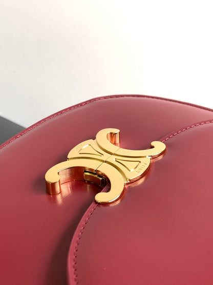 Teen Besace Triomphe 18,5 en cuir de veau rouge foncé