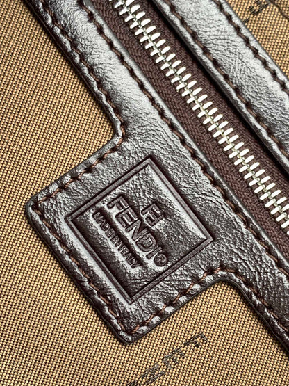 Sac à bandoulière Fend Baguette 27 en tissu jacquard marron FF 