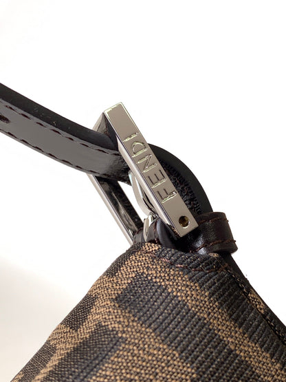 Sac à bandoulière Fend Baguette 27 en tissu jacquard marron FF 