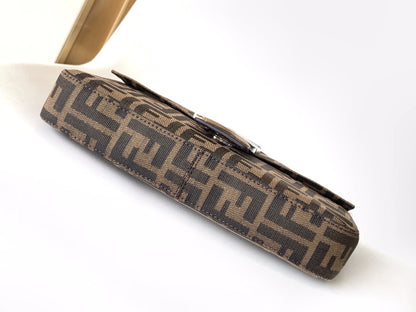 Sac à bandoulière Fend Baguette 27 en tissu jacquard marron FF 