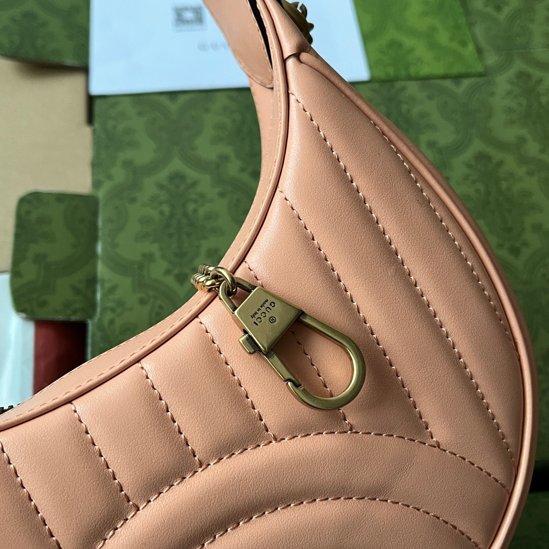 gg marmont demi-lune 21 cm cuir de veau pêche matériel doré