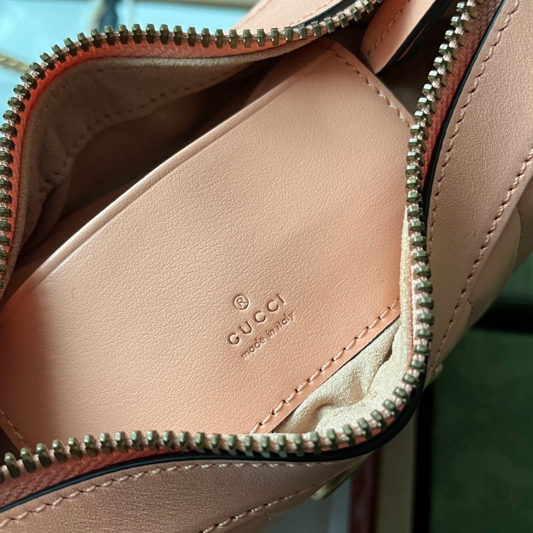 gg marmont demi-lune 21 cm cuir de veau pêche matériel doré